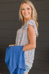 Cherished Forever Floral Top- Ivory & Royal Blue