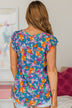 It's A New Day Floral Blouse- Royal Blue & Orange