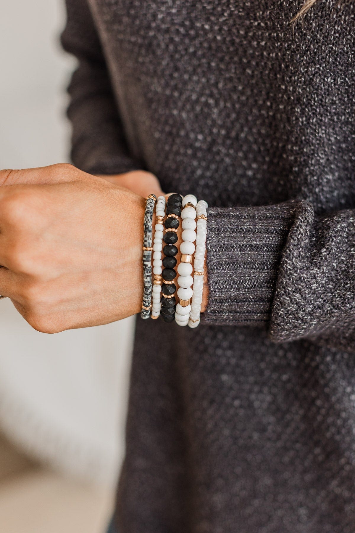 Leave An Impression Bracelet Set- Black & White