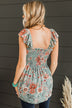 Love Of Your Life Floral Tank Top- Dusty Teal