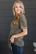 Meant For This V-Neck Top- Vintage Olive
