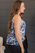 Meant To Be Together Floral Tank Top- Black & Royal Blue