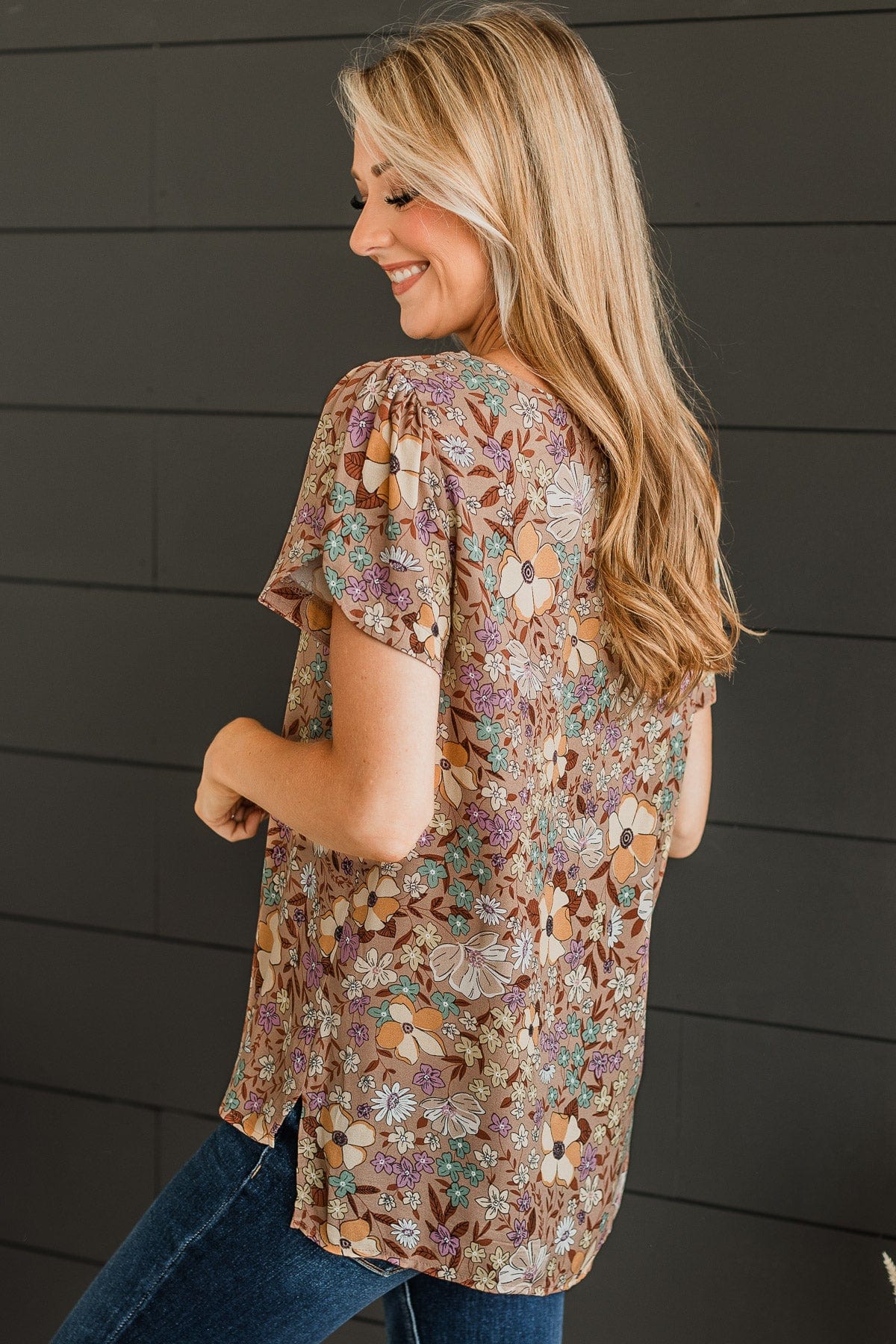 Calling For You Floral Top- Mocha