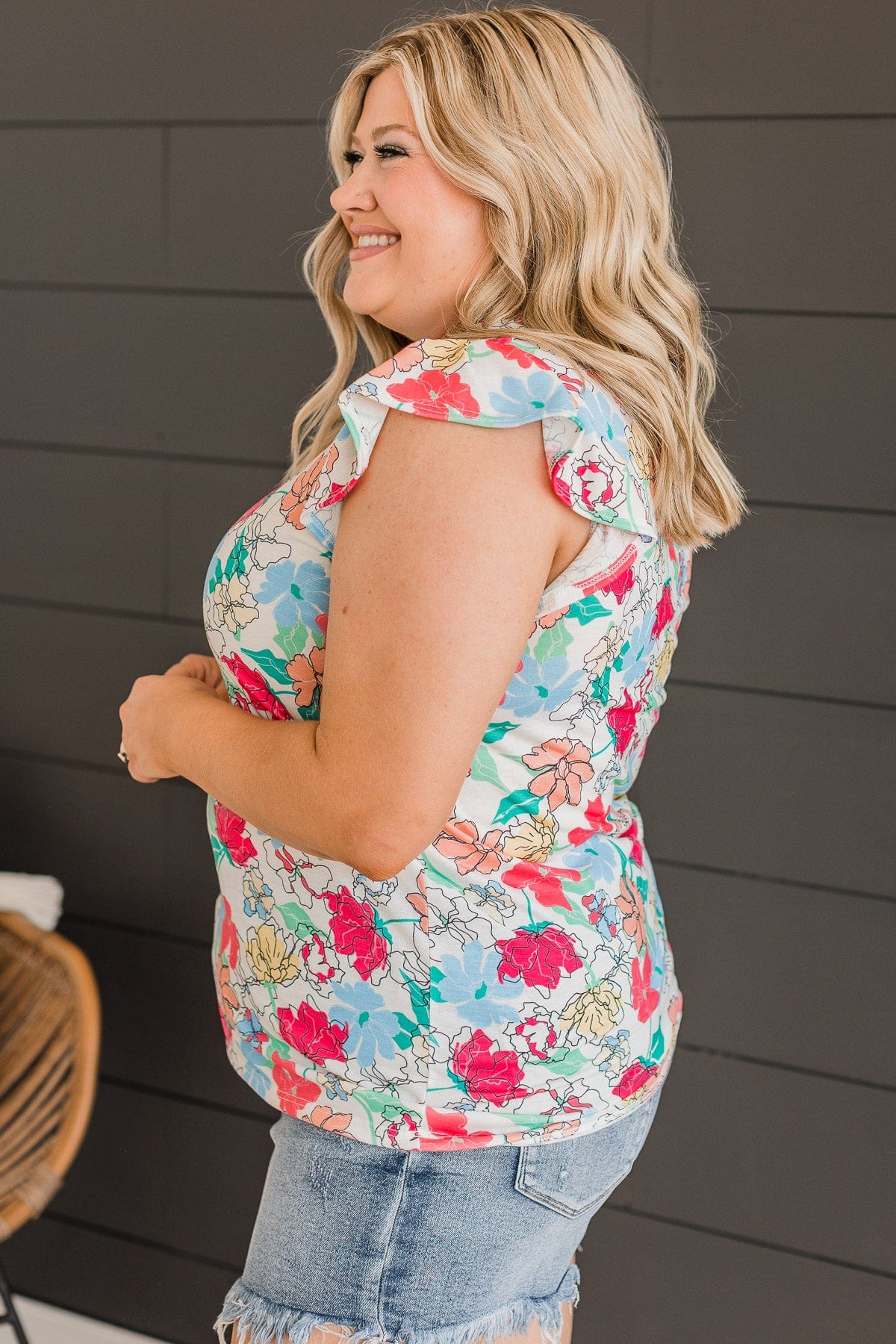 Take A Stroll Floral Top- Off-White
