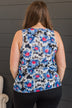 Meant To Be Together Floral Tank Top- Black & Royal Blue