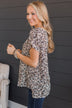 Calling For You Printed Top- Ivory, Charcoal, & Mocha