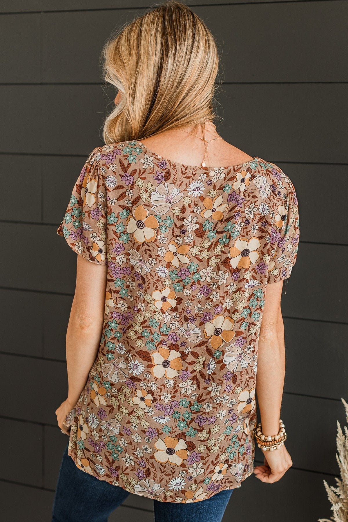 Calling For You Floral Top- Mocha