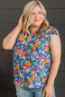 It's A New Day Floral Blouse- Royal Blue & Orange