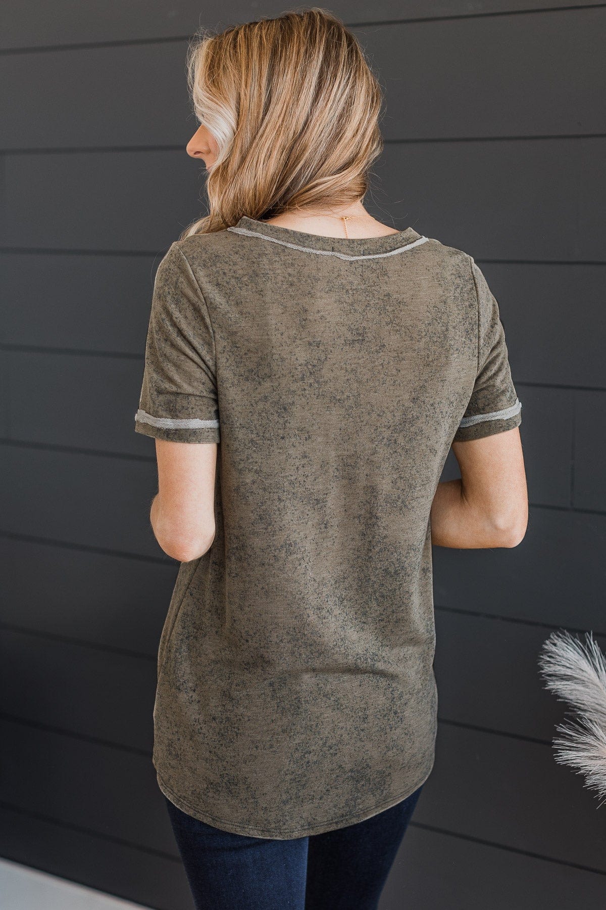 Meant For This V-Neck Top- Vintage Olive