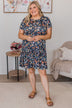 Madly In Love Floral Dress- Navy
