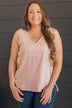 Awaited Love Button Tank Top- Blush