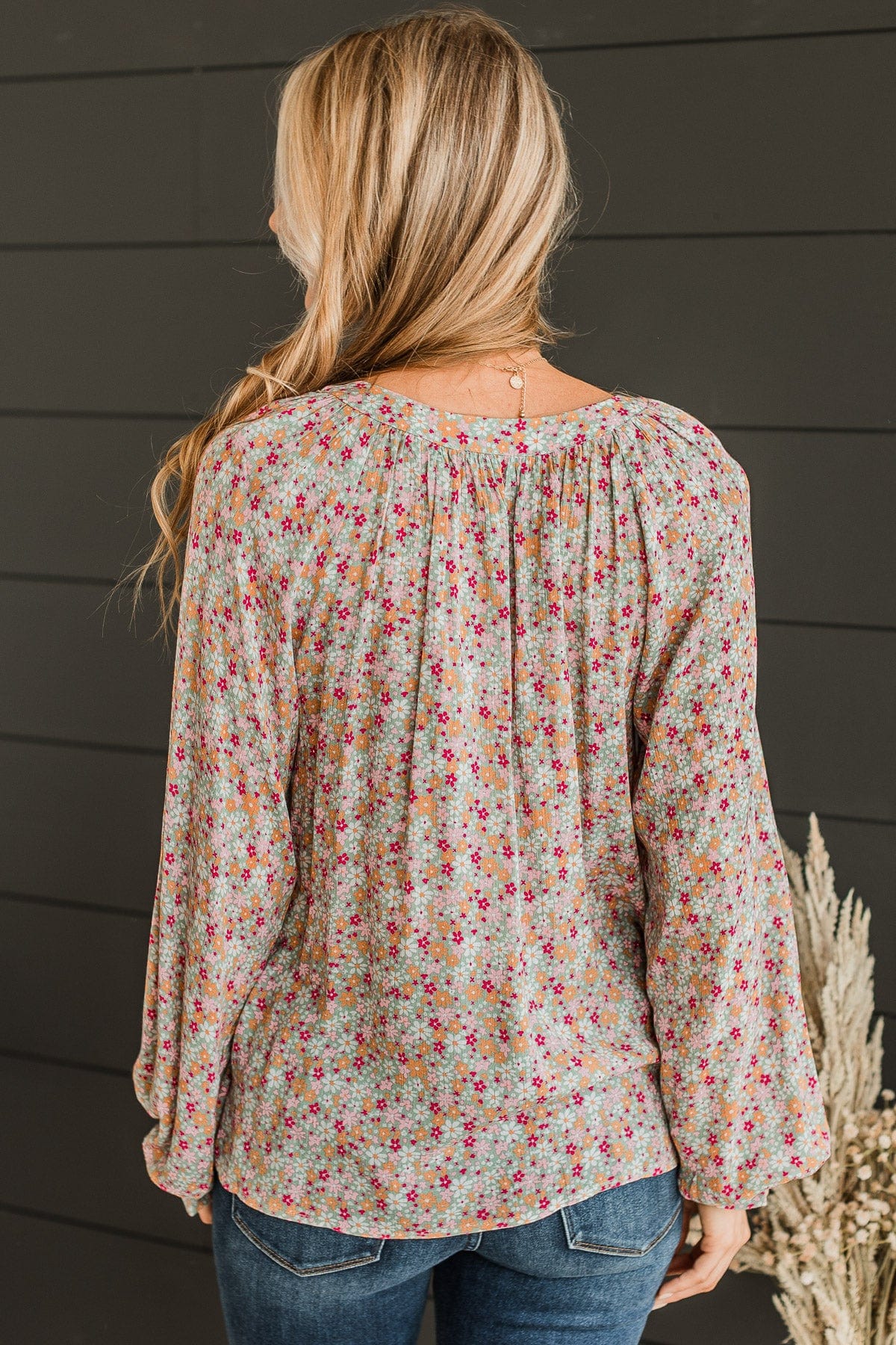 Trust The Process Floral Blouse- Sage & Pink