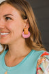 Whirled Away Raffia Earrings- Pink