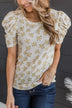 Give Your All Puff Sleeve Top- Off-White & Yellow