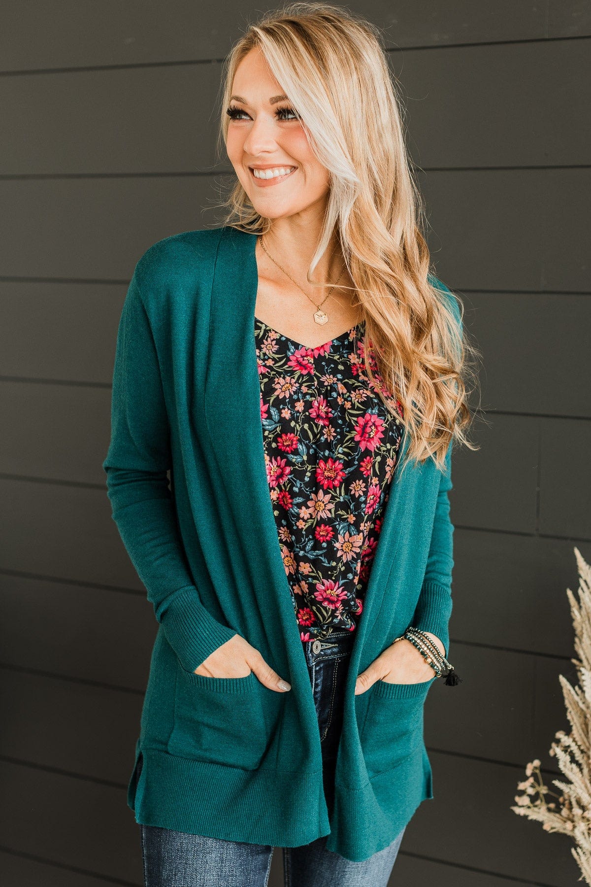 Time To Be Alive Drape Cardigan- Dark Jade