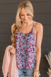 Just A Crush Floral Tank Top- Blue & Blush