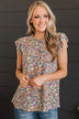 Blissfully Sweet Floral Top- Taupe
