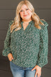 Celebrate Together Floral Blouse- Hunter Green