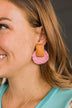 Whirled Away Raffia Earrings- Pink