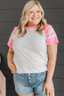 Done Playing Games Varsity Top- White & Bright Pink