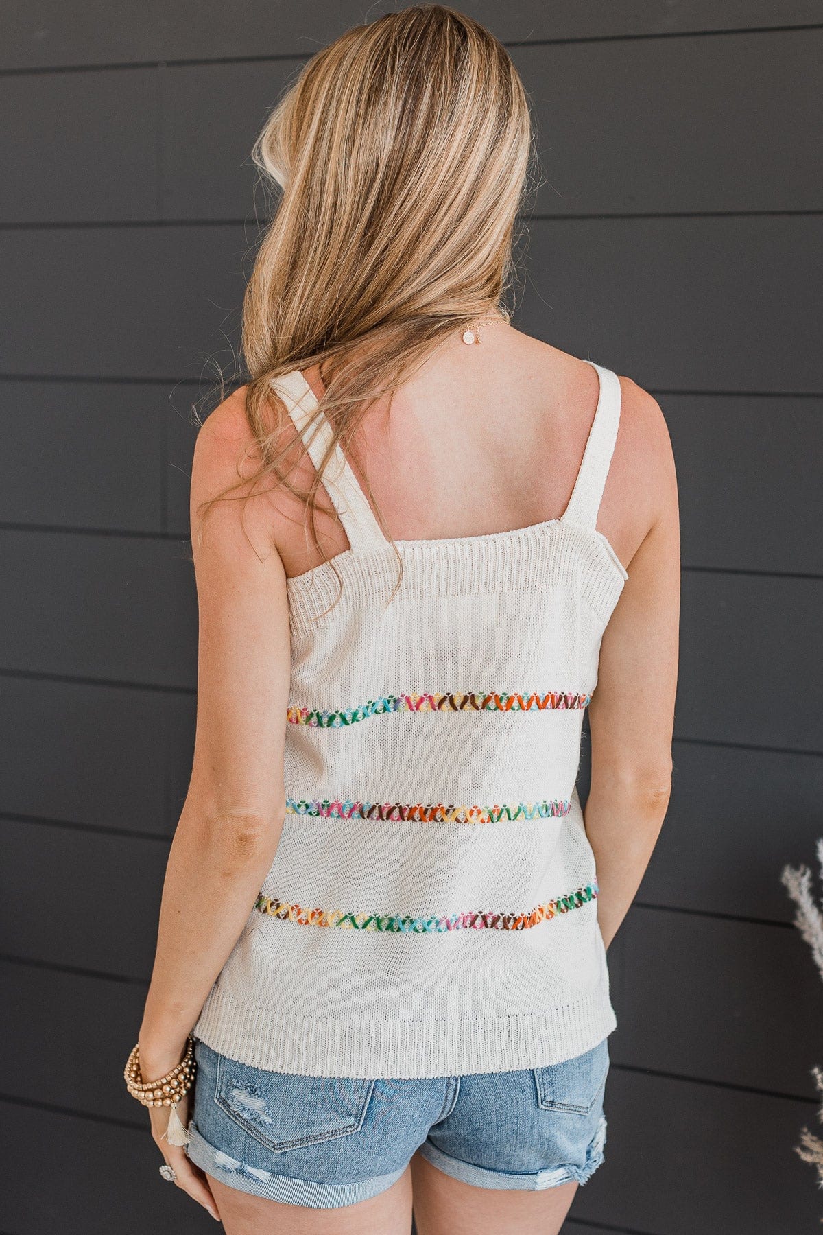 Hold For Applause Knit Tank Top- Ivory