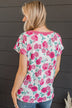 Smell The Roses Floral Top- Ivory & Fuchsia