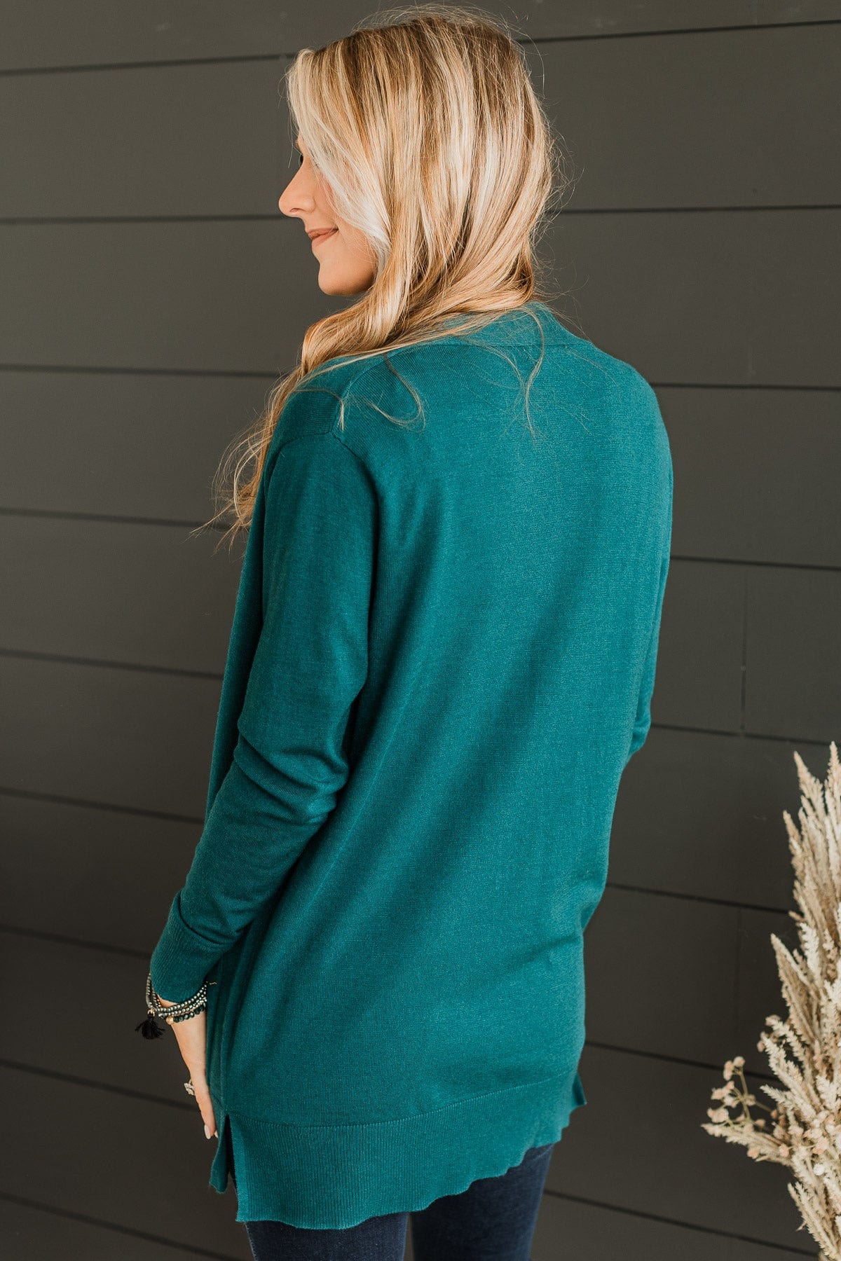 Time To Be Alive Drape Cardigan- Dark Jade