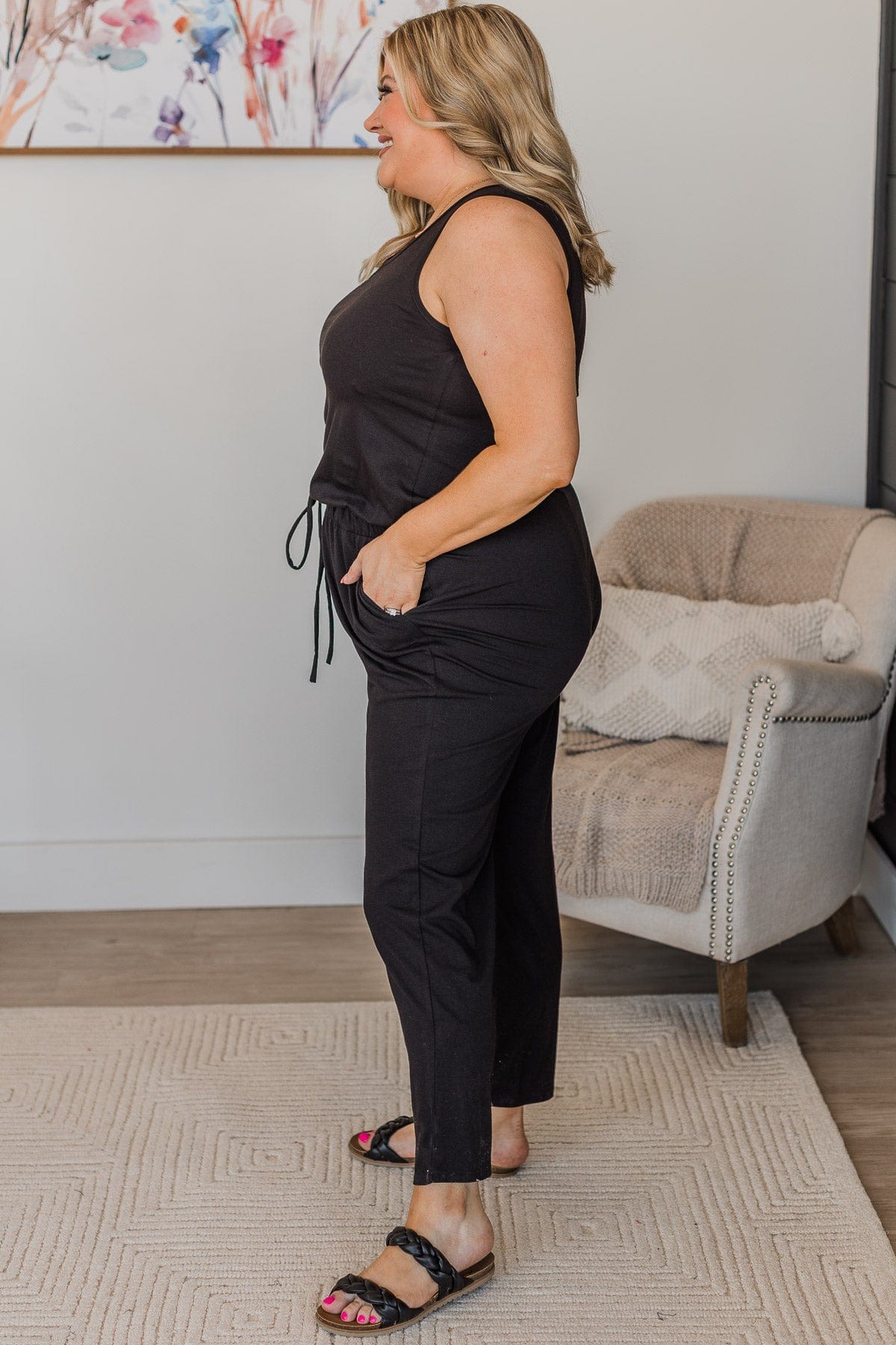 More To Adore Knit Jumpsuit- Black