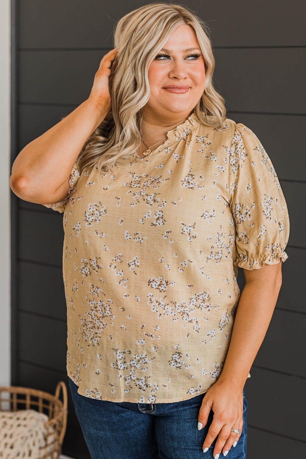 Feeling Happy Floral Blouse- Dusty Yellow