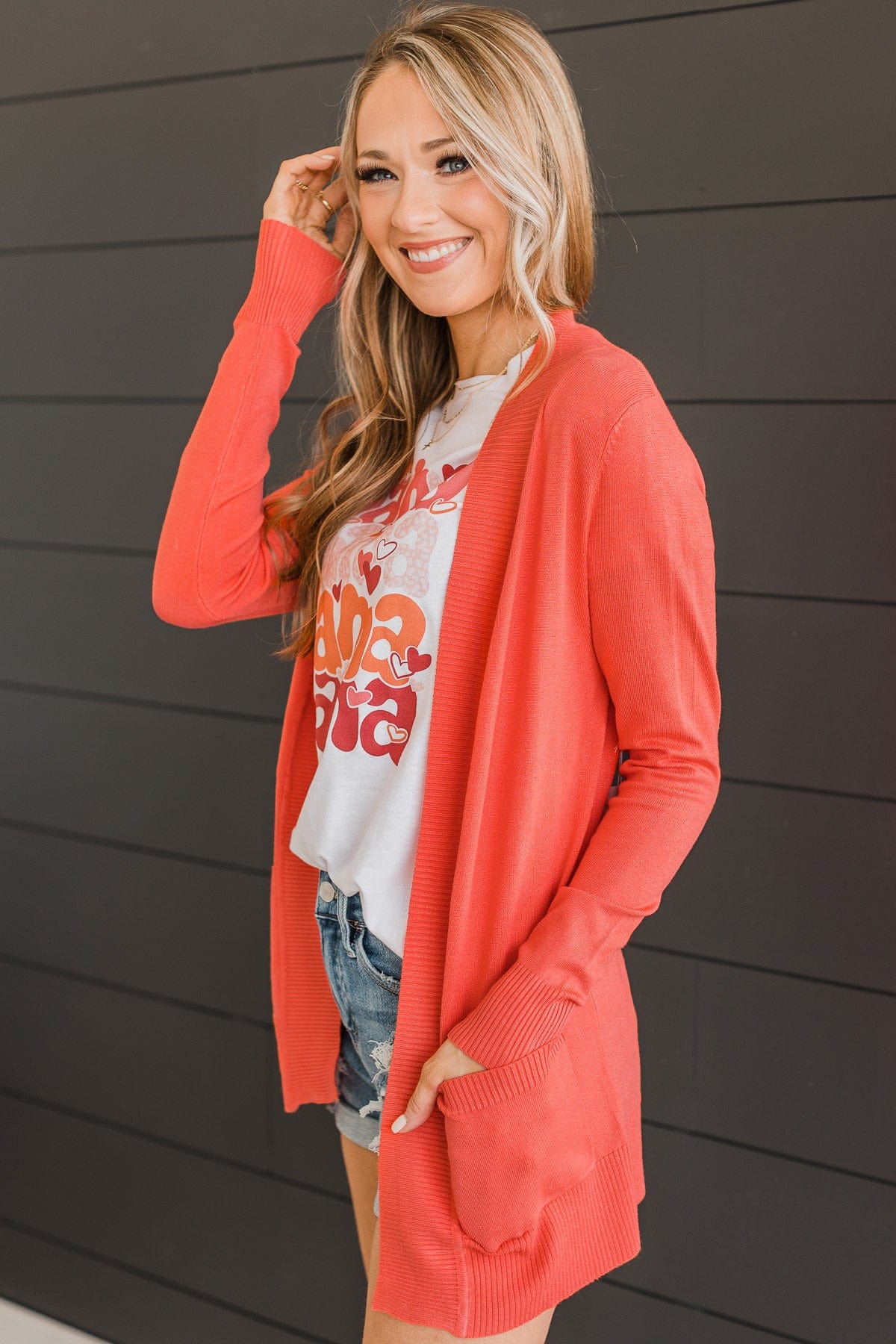 As Easy As Can Be Cardigan Coral