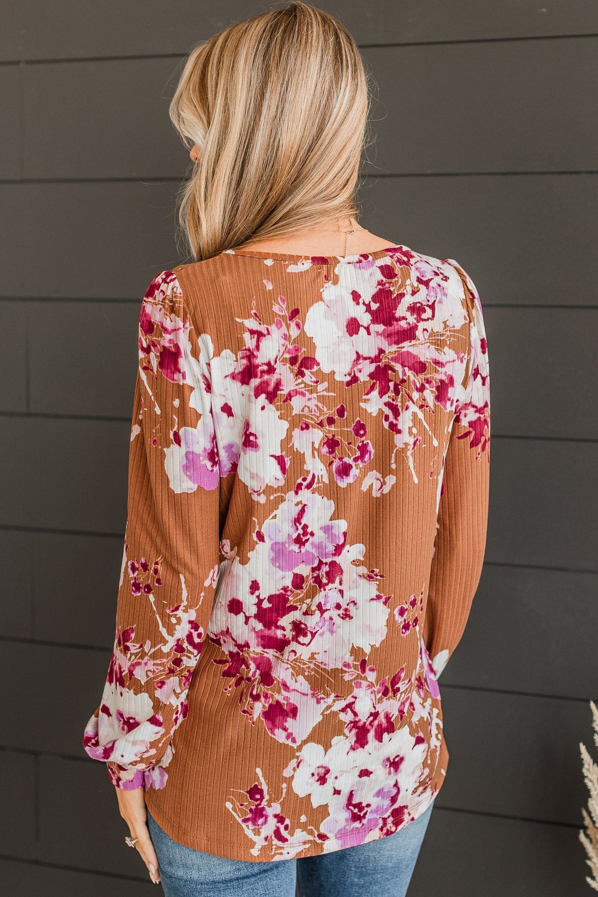 Fresh Perspective Floral Knit Top- Camel