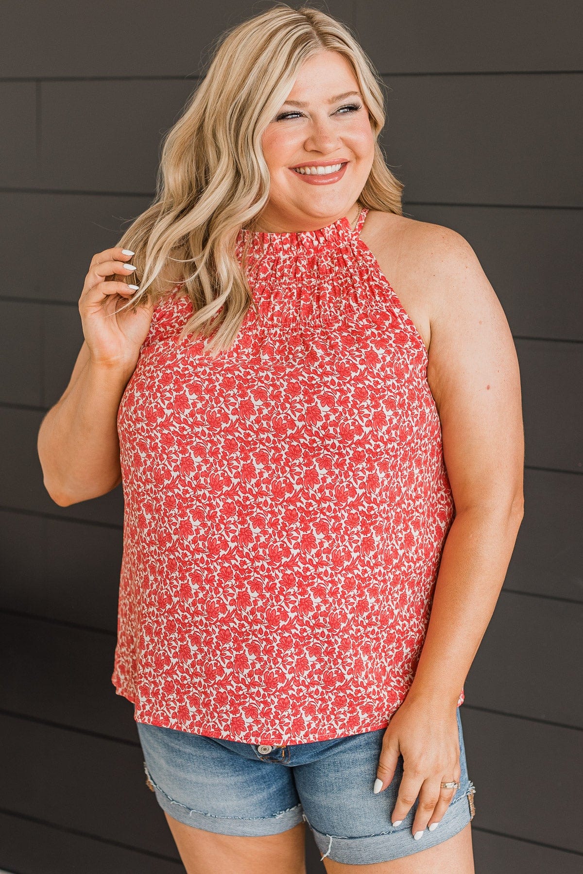 Watch Me Bloom Floral Tank Top- Red
