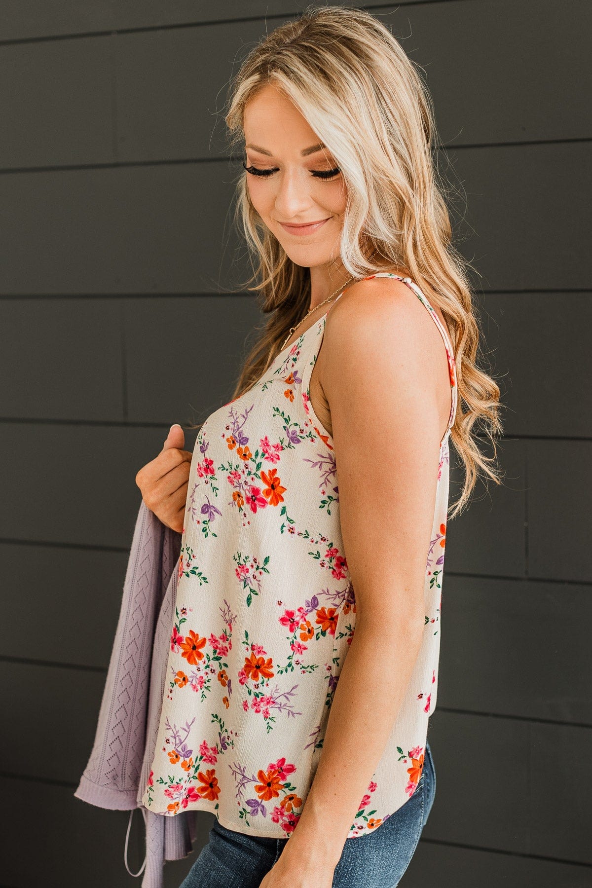 Up For Fun Floral Tank Top- Ivory