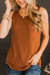Just Peachy Ribbed Tank Top- Dark Camel