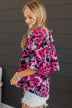 Unlimited Passion Floral Knit Top- Black & Fuchsia