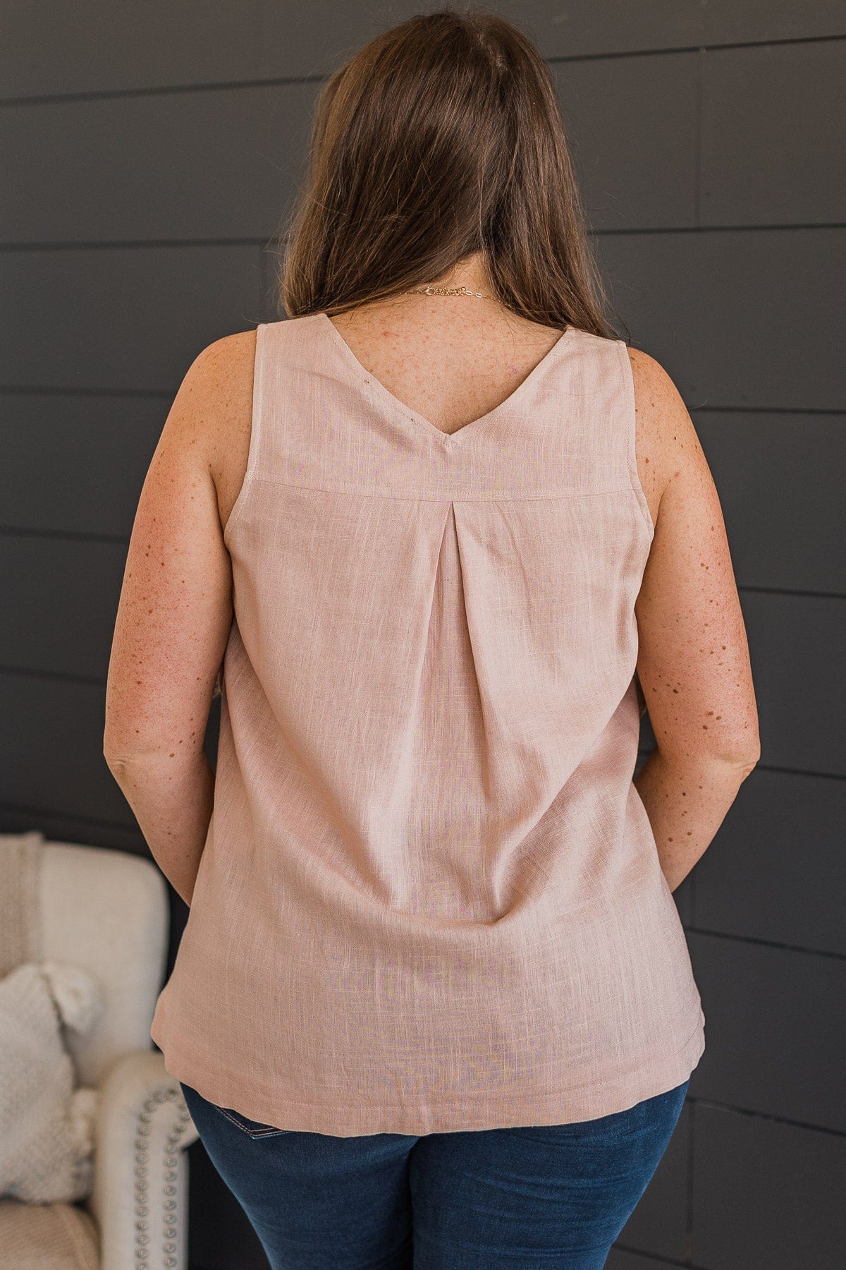 Awaited Love Button Tank Top- Blush