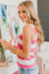 Sweet Optimism Striped Tank Top- Ivory & Hot Pink