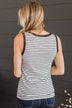 Return The Favor Striped Button Tank Top- Black & White