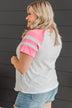 Done Playing Games Varsity Top- White & Bright Pink
