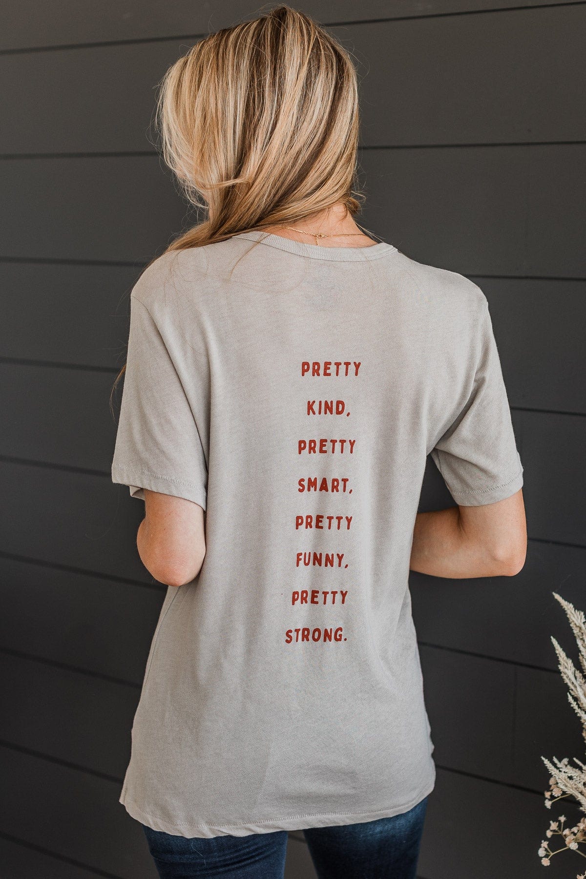"Aim To Be Pretty" Graphic Tee- Light Taupe