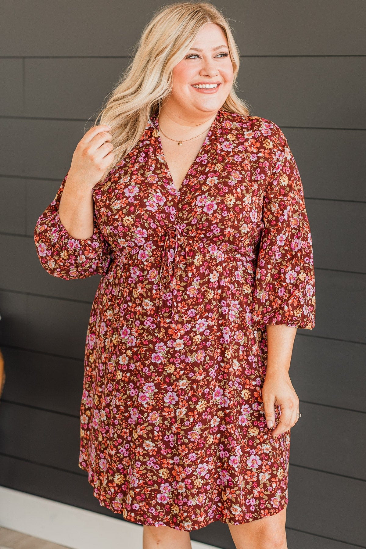 Watch Me Go Floral Dress- Rust & Pink