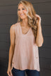 Awaited Love Button Tank Top- Blush