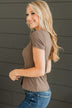 Hold Me Forever Button Top- Dark Mocha