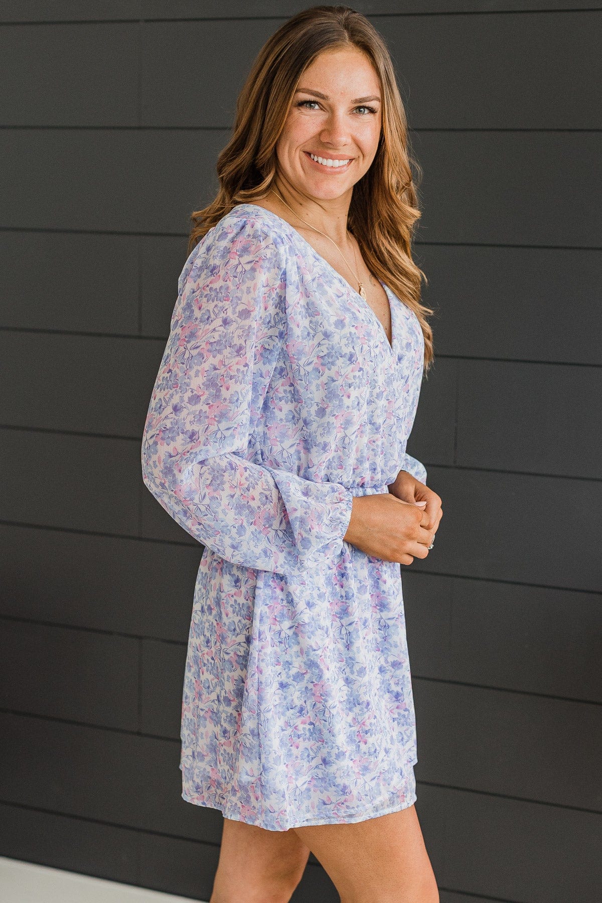 Flirting In Floral Dress- Lavender