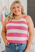Sweet Optimism Striped Tank Top- Ivory & Hot Pink