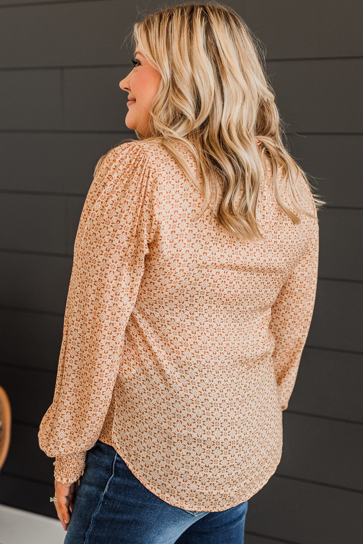 Dream Away Floral Top- Natural & Camel