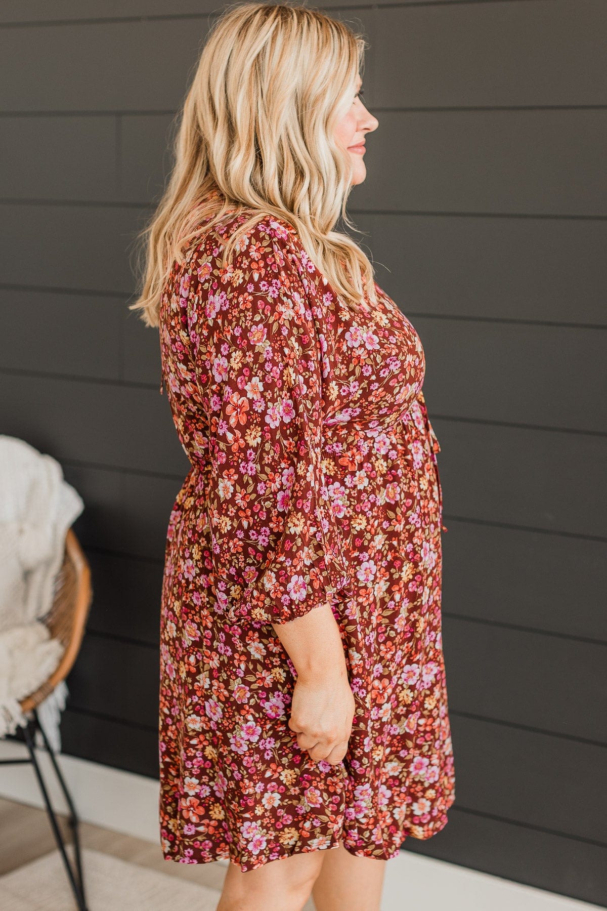Watch Me Go Floral Dress- Rust & Pink