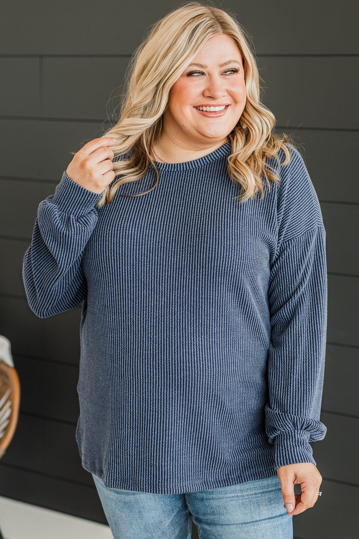 Pleased To Meet You Knit Top- Navy