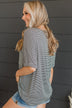 Under The Radar Striped Top- Charcoal