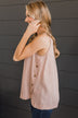 Awaited Love Button Tank Top- Blush
